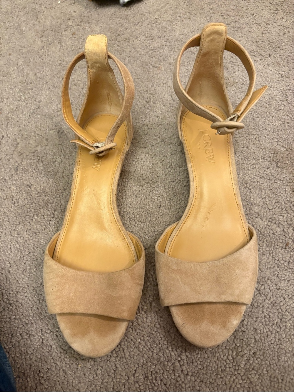 J. Crew Tan Suede Ankle-Strap Open-Toe Sandals